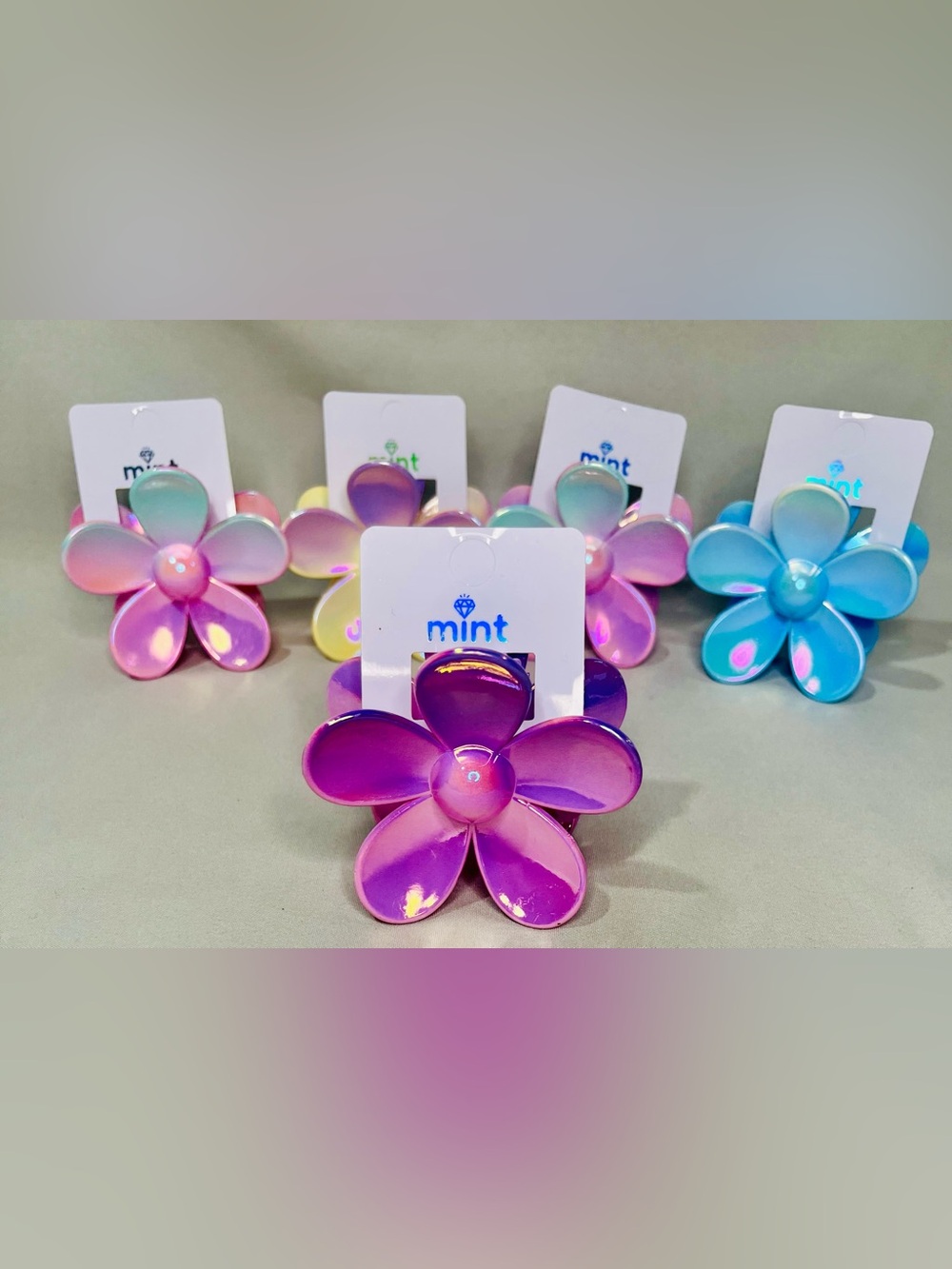 Iridescent Flower Hair Clip - Purple